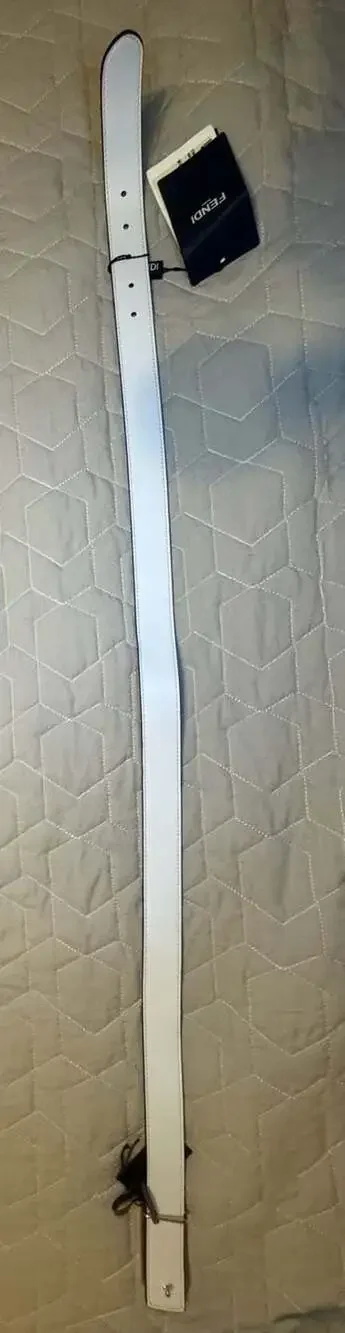Fendi Reversible Leather Belt in White and Chocolate Brown